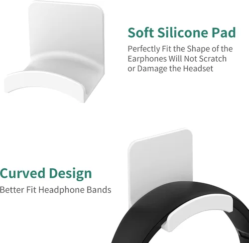 Vista 2 de HomeMount Soporte para auriculares, soporte adhesivo para colgar auriculares para juegos, soporte de escritorio para la mayoría de auriculares