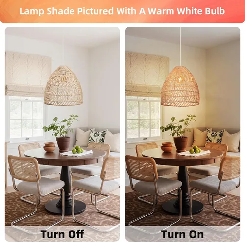 Vista 3 de Arturesthome Lámpara colgante de ratán, lámpara de mimbre estilo bohemio, cesta de techo, lámpara colgante grande de tejido natural para fregadero