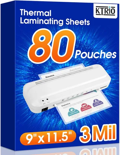 Vista 10 de KTRIO Paquete de 30 hojas de laminación, capacidad para 8.5 x 11 pulgadas, 3 bolsas de laminación térmica milimétricas, 9 x 11.5 hojas laminadas