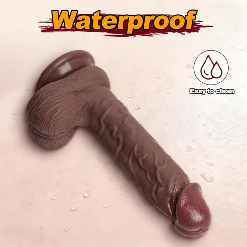 Vista 6 de Consolador realista ideal para principiantes, diseño de silicona con potente ventosa para placer anal y punto G sin manos, juguete anal