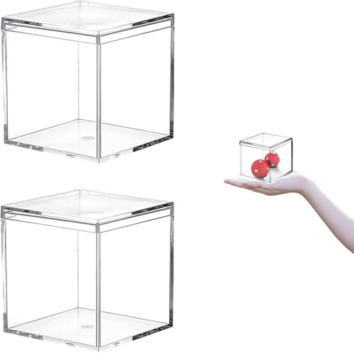 Vista 10 de KissYou Caja pequeña de acrílico con tapa transparente para dulces, cajas para exhibición, decoración de fiesta, plástico, cuadrado, cubo