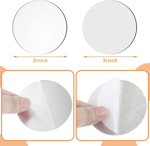 Vista 2 de Jetec 25 piezas de mini azulejos de espejo redondo acrílico, autoadhesivos, sin vidrio, estilo clásico, para manualidades, centros de mesa
