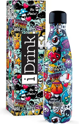Vista 8 de IDRINK® Botella térmica revolucionaria, 2 paredes, botella de acero inoxidable, 16.9 fl oz UNICORN