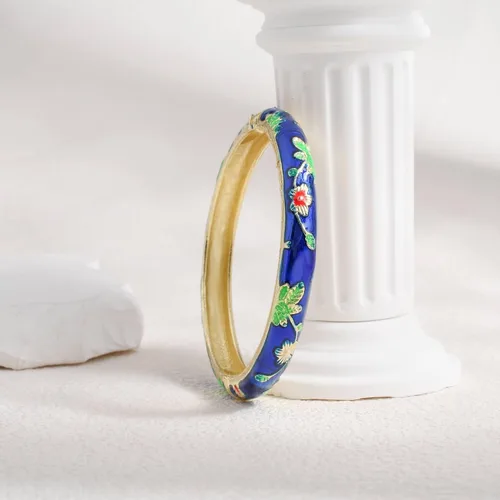 Vista 2 de Pulsera de flores vintage Chinoiserie Cloisonne para verano, elegante, vibrante, joyería étnica, regalos para mujeres, mejor amiga, mamá, hermana