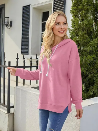 Vista 3 de Syellowafter Sudadera casual con capucha de manga larga para mujer, sudaderas de moda de ajuste holgado, túnica de invierno, camisas cómodas