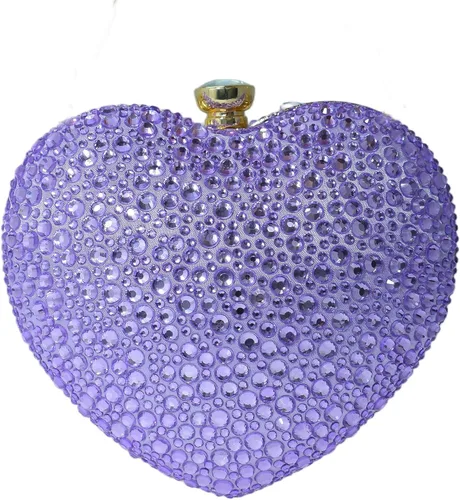Vista 10 de Bonito Bolso de Mano en Forma de Corazón con Diamantes de Imitación para Boda, Mini Bolso de Amor con Diamantes de Imitación para Fiesta, Bolso