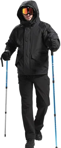 Vista 8 de FREE SOLDIER Pantalones cargo con vellón Softshell para hombre, para nieve, esquí, senderismo, con cinturón