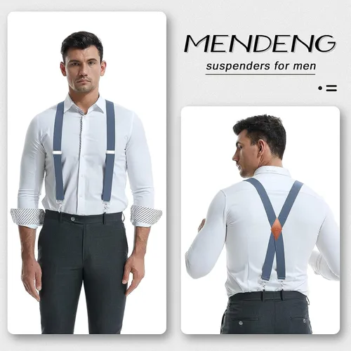 Vista 5 de MENDENG Tirantes para hombre Vintage Bronce Snap Ganchos ajustables para padrinos de boda