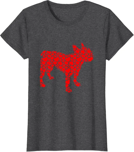 Vista 3 de Camiseta de San Valentín con forma de corazón Bulldog francés, Negro