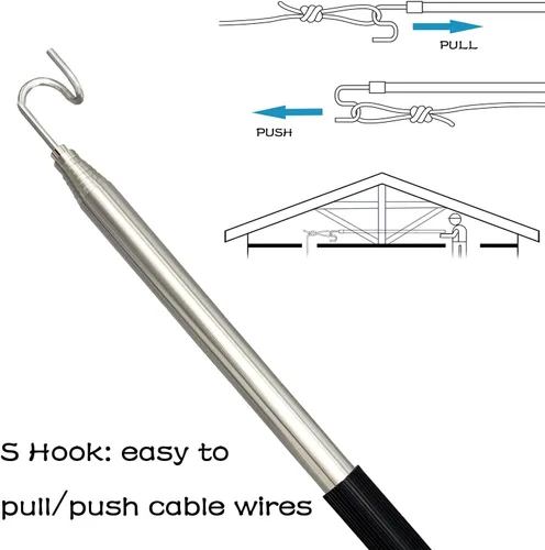 Vista 7 de Herramienta de recogida magnética telescópica con gancho, poste de recogida, alambre para pescado, bolsillo extensible, herramienta de recogida