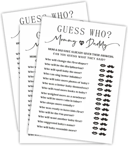 Vista 6 de Juego de cartas minimalistas para baby shower, consejos para nuevos padres, fiesta de revelación de género, juego de 30 -A01