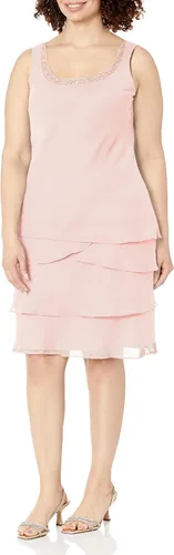 Vista 3 de S.L. Fashions Vestido de chaqueta escalonada adornado para mujer (Petite y Regular)