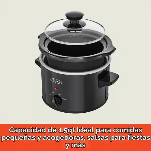 Vista 2 de Bella olla de cocción lenta de 1.5 cuartos de galón, negra