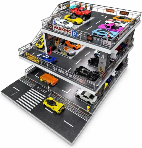 Vista 9 de Vitrina para Hot Wheels: Diorama de garaje de coche de juguete con luces Negro