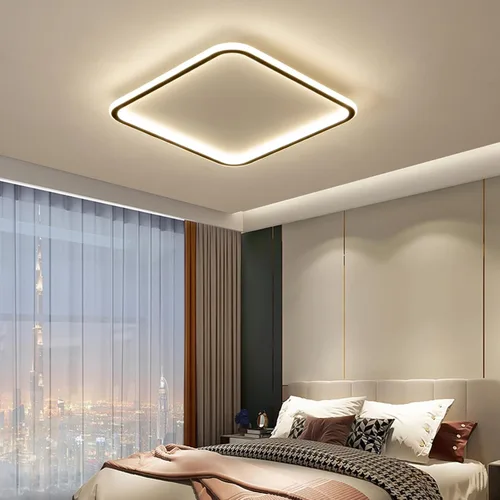 Vista 11 de Lámpara de techo LED moderna, anillo negro empotrado, lámpara de techo con control remoto, lámpara de techo acrílica para dormitorio, pasillo, isla