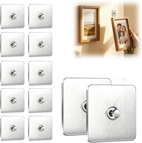 Vista 11 de Ganchos adhesivos sin taladros, colgadores de fotos mejorados sin clavos, ganchos adhesivos de montaje en pared para colgar, ganchos de pared sin