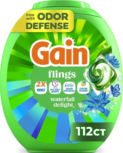 Vista 16 de Gain flings Ultra Oxi Cápsulas de Detergente para Ropa, 60 Unidades, Aroma Waterfall Delight, 3 en 1, Compatible con HE