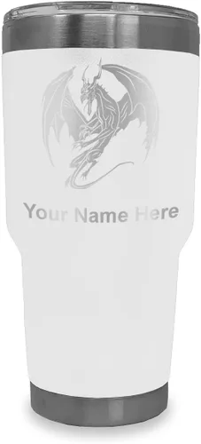 Vista 23 de LaserGram Vaso aislado al vacío de 20 onzas, dragón, grabado personalizado incluido (negro)
