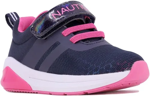 Vista 3 de Nautica Tenis deportivos con luz intermitente para niños con una correa, a la moda y divertida para niños y niñas, disponibles en tallas para niños