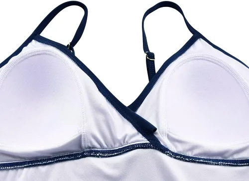 Vista 5 de Hilor Tankini para mujer con volantes fruncidos y cuello en V