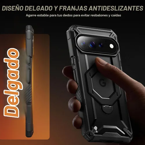 Vista 8 de TONGATE Funda para Pixel 10 Pro XL con soporte magnético giratorio de 360° Negro
