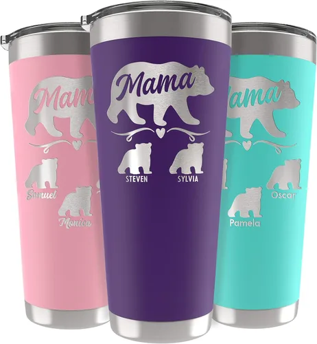Vista 40 de Vaso de Mamá Oso, vaso personalizado para mamá Oro Rosa