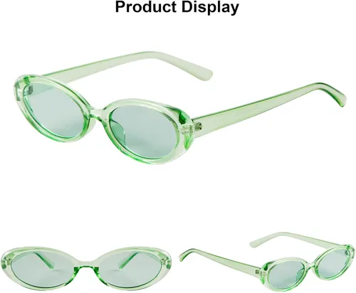 Vista 2 de Laurinny Gafas de sol de los años 90 para mujeres y hombres, gafas de sol ovaladas