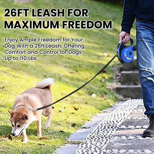 Vista 4 de Best Dog Supplies - Correa gruesa retráctil para perros grandes con dispensador de bolsas y linterna, correa de perro de 26 pies/26.2 ft para perros
