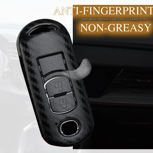 Vista 5 de Funda para llave Mazda CX3 CX5 CX7 Llavero Llavero Shell Holder Fibra Carbono ABS Accesorios 2/3 Botones
