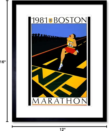 Vista 6 de SPORT AD BOSTON MARATHON 1981 RACE RUN FINISH LINE ESTAMPADO F12X2427