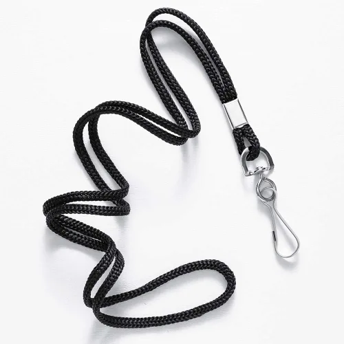 Vista 3 de 120 cordones negros premium al por mayor, cordón redondo de 36 pulgadas con gancho giratorio en J para placa de identificación, VIP, escuela, niños