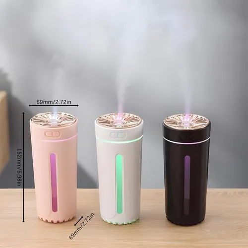 Vista 3 de Humidificador difusor de coche con difusor de aceite esencial, mini humidificador de aire portátil silencioso USB con luz LED, ambientador de Negro
