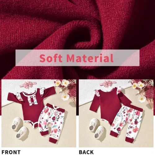 Vista 5 de Aalizzwell Conjunto de pantalones de invierno y otoño para bebés recién nacidos