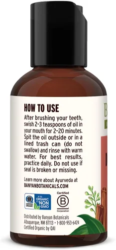Vista 5 de Banyan Botanicals Cinnamon Daily Swish - Aceite de extracción ayurvédico orgánico con aceite de coco, enjuague bucal para aliento fresco y salud