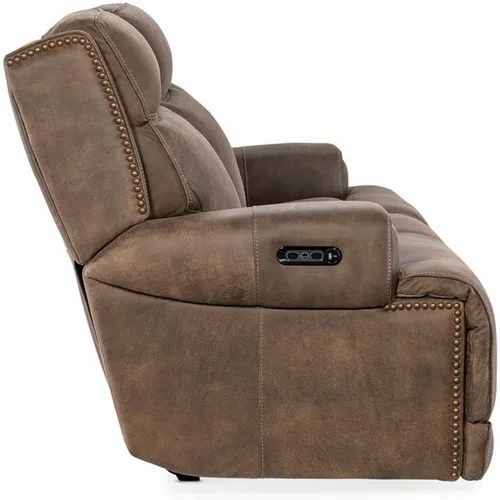 Vista 6 de Hooker Furniture Wheeler Sofá eléctrico de cuero con reposacabezas eléctrico en marrón