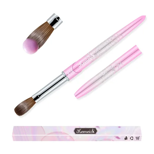 Vista 30 de Pincel para uñas acrílicas tamaño 16, pinceles de arte de uñas 100% puro Kolinsky de KEMEISI con mango resistente, forma ovalada, herramientas