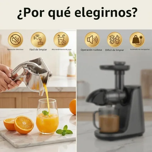 Vista 4 de Exprimidor manual de hierro fundido resistente, exprimidor de jugo de frutas de acero inoxidable para limón y naranja, exprimidor de prensa de 1