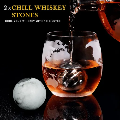 Vista 7 de Ponpur 2 decantadores de whisky para regalo de hombre, decantador de globo