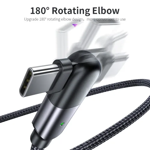 Vista 2 de navor Cable de carga y transferencia de datos USB tipo C de 3.9 ft con cabezal giratorio de 180 °, compatible con teléfonos Samsung/LG/Moto/LG