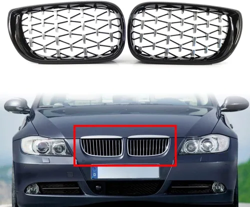Vista 5 de Parrilla de riñón de parachoques delantero para BMW Serie 3 E46 4 puertas 2002-2005, 1 par