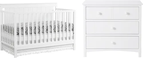 Vista 8 de Oxford Baby Lazio - Juego de 2 cunas convertibles 4 en 1 para bebé, color blanco nieve, certificado GreenGuard Gold Perfect Comfort, colchón