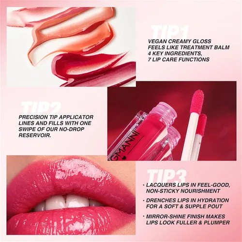 Vista 4 de Juego de 12 piezas de colección de brillo labial hidratante, 12 tonos 12 colores brillantes