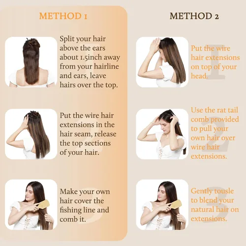 Vista 6 de DOORES Extensiones de cabello humano Remy, de 12 pulgadas, 2.47 onzas, invisible, transparente, ajustable, extensiones secretas de cabello lacio