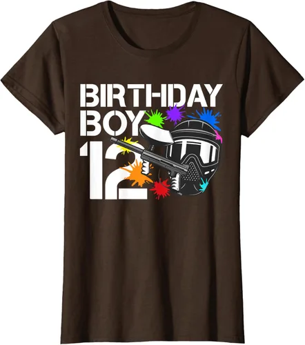 Vista 14 de 12th B-Day Paintball Birthday Party Boy 12 Year Old Funny T-Shirt, Negro