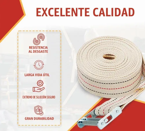 Vista 4 de Mytee Products Paquete de 2 correas móviles de piano de 2 pulgadas x 20 pies con hebilla de rodillo, hecha de correas de algodón
