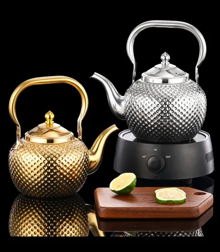 Vista 3 de Tetera con parte superior para estufa, hervidor de té de 1.6 cuartos para estufa, hervidor de agua de acero inoxidable, tetera de café, tetera