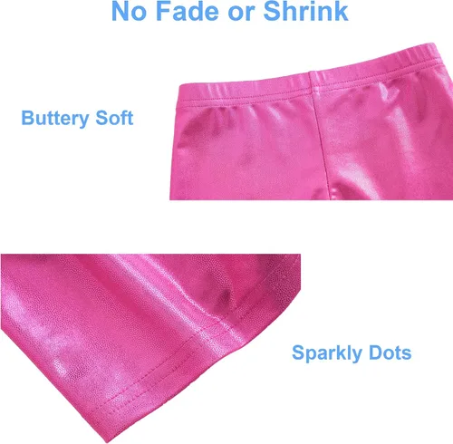 Vista 3 de LUOUSE Pantalones cortos de gimnasia para niñas pequeñas pantalones cortos de baile atléticos para niños de 4 a 13 años talla S a L