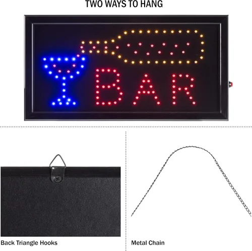 Vista 2 de Letrero de barra LED – Letrero eléctrico de neón con animación y LED de bajo consumo para hogares, negocios y eventos por Lavish Home