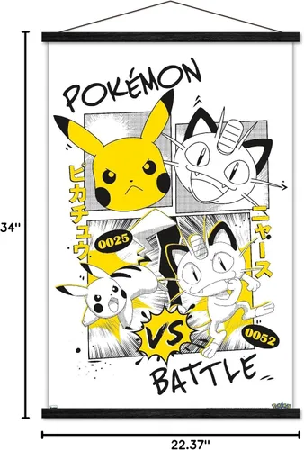 Vista 7 de Trends International Pokémon - Póster de pared de anime de batalla con marco magnético