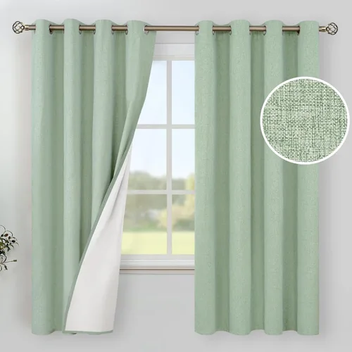 Vista 153 de YoungsTex - Cortinas 100% opacas para dormitorio, con aislamiento térmico y ojales, cortinas oscuras negras con capa pesada para ventana de sala